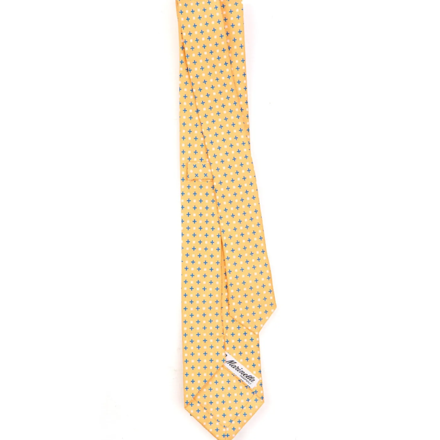CRAVATTA SARTORIALE 7 CM IN SETA GIALLA Microfantasia fiore