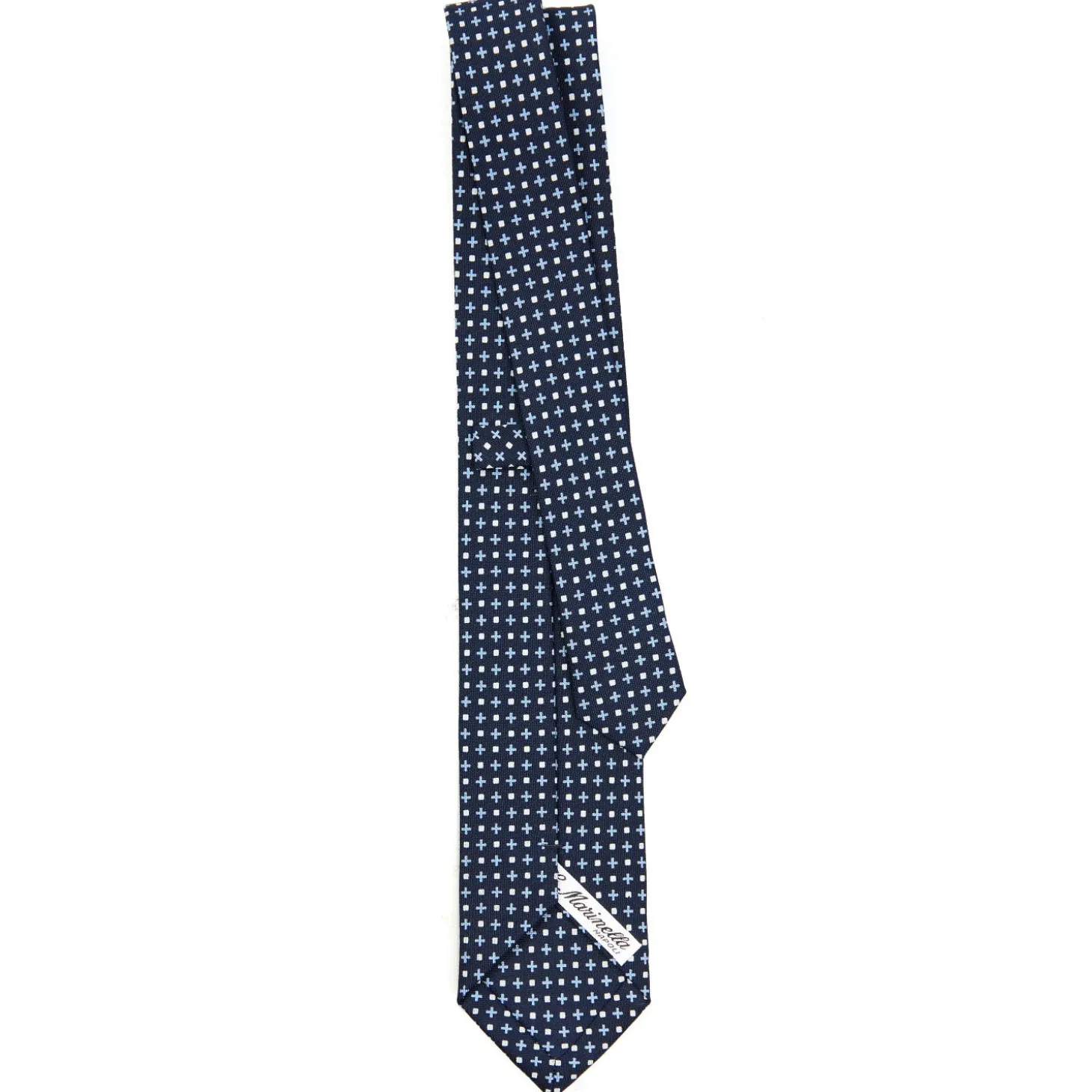 CRAVATTA SARTORIALE 7 CM IN SETA BLU SCURO Microfantasia fiore