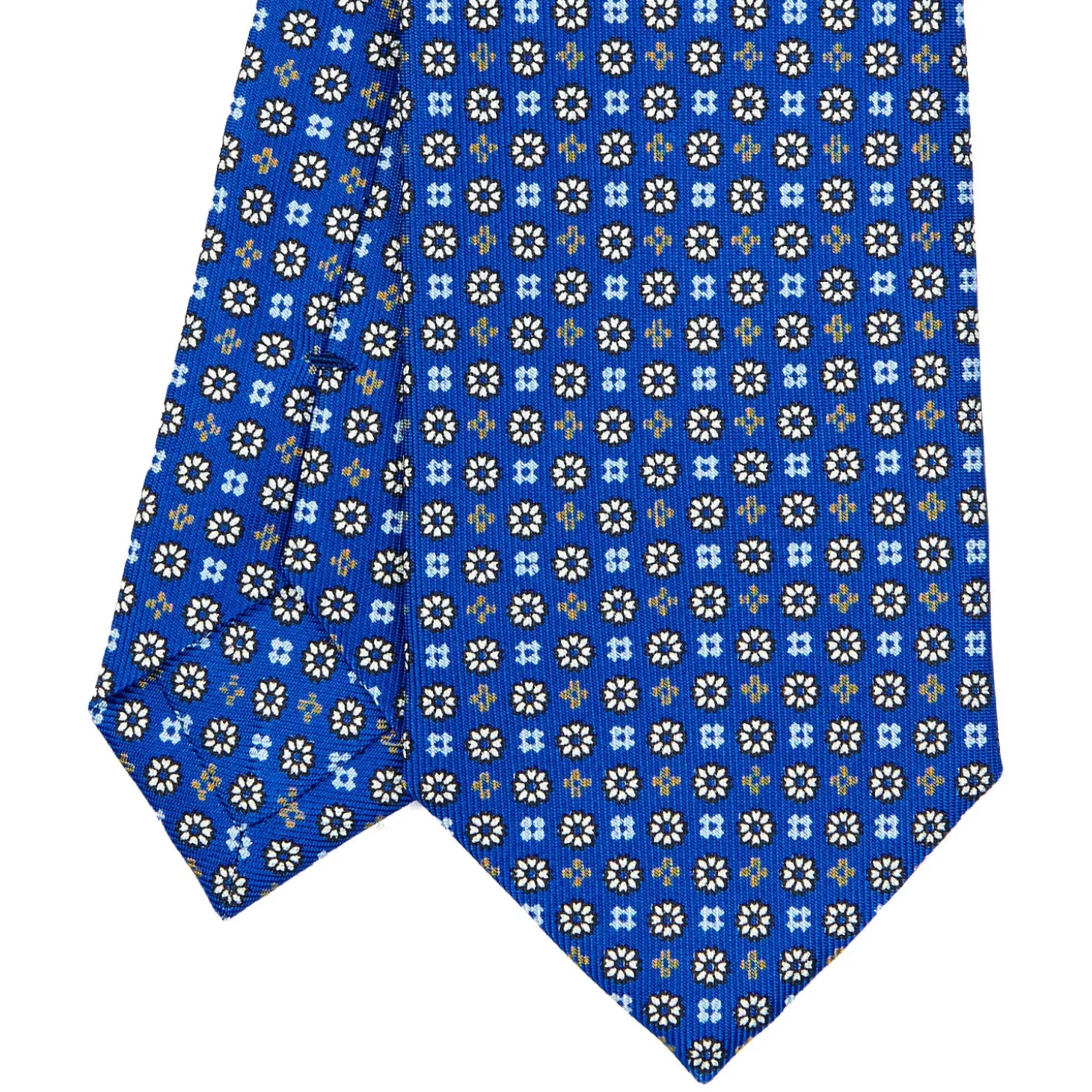 CRAVATTA SARTORIALE 7 CM IN SETA BLU Microfantasia fiore