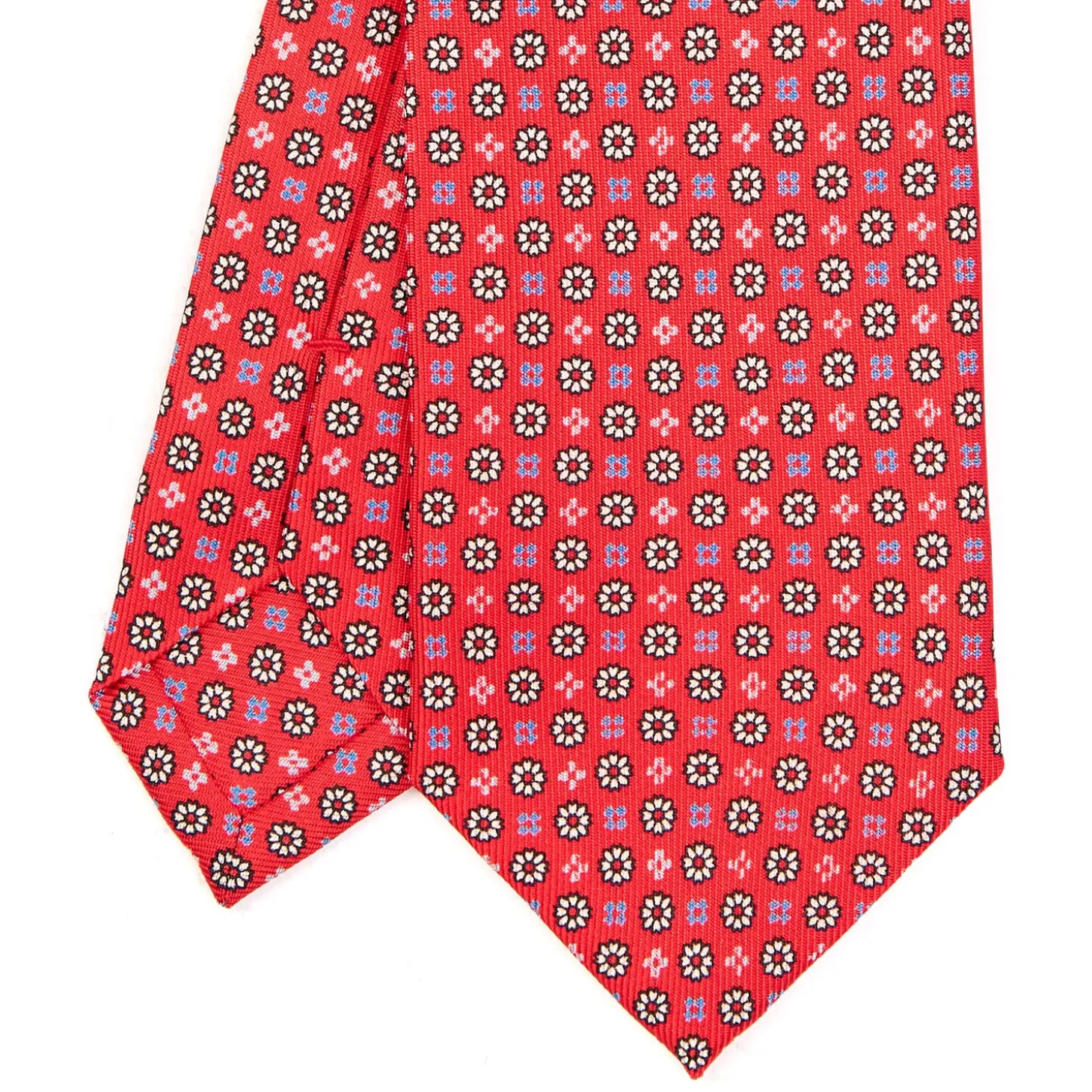 CRAVATTA SARTORIALE 7 CM IN SETA ROSSA Microfantasia fiore