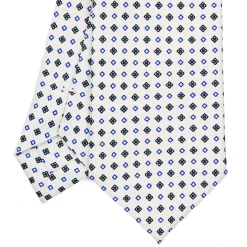 CRAVATTA SARTORIALE 7 CM IN SETA BIANCA Microfantasia fiore