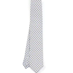 CRAVATTA SARTORIALE 7 CM IN SETA BIANCA Microfantasia fiore