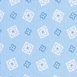 CRAVATTA SARTORIALE 7 CM IN SETA AZZURRA Microfantasia fiore