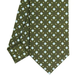 CRAVATTA SARTORIALE 7 CM IN SETA VERDE OLIVA Microfantasia fiore