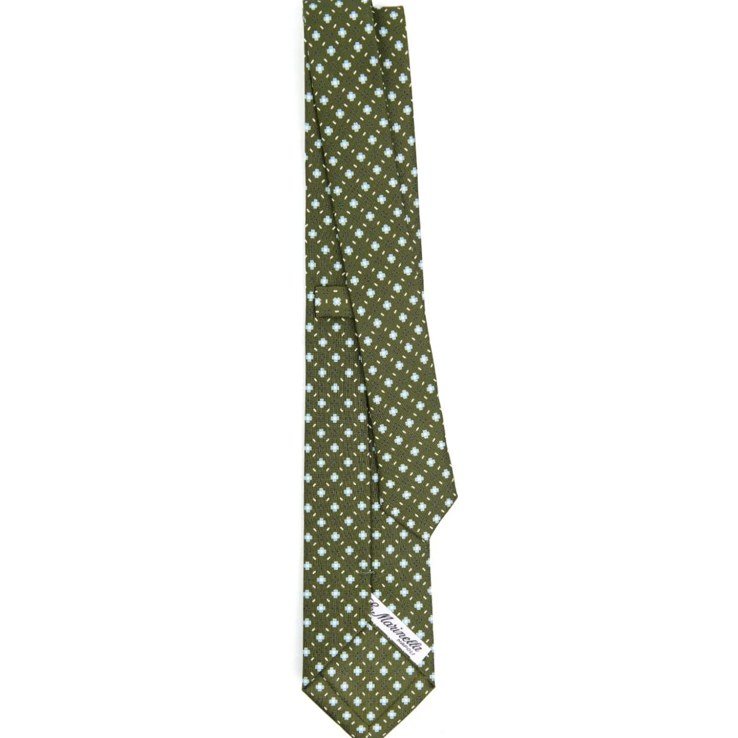 CRAVATTA SARTORIALE 7 CM IN SETA VERDE OLIVA Microfantasia fiore