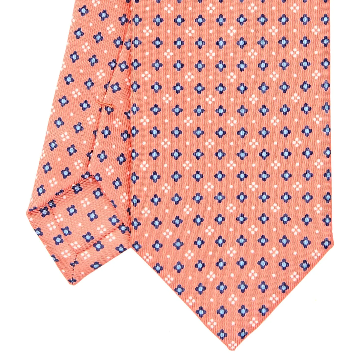 CRAVATTA SARTORIALE 7 CM IN SETA ARANCIONE Microfantasia fiore