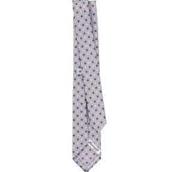 CRAVATTA SARTORIALE 7 CM IN SETA GRIGIO CHIARO Microfantasia fiore