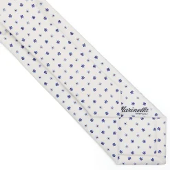CRAVATTA SARTORIALE 7 CM IN SETA BIANCA Microfantasia fiore