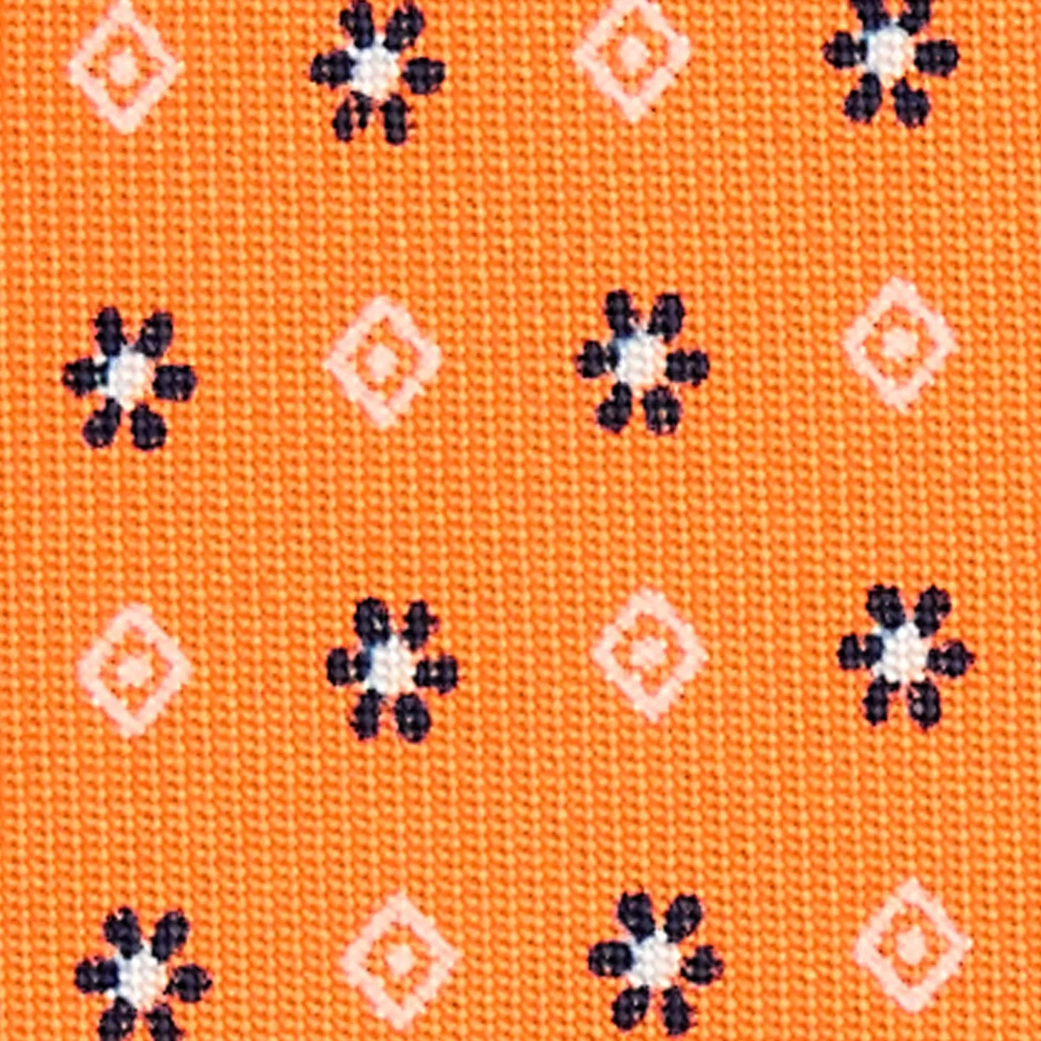 CRAVATTA SARTORIALE 7 CM IN SETA ARANCIONE Microfantasia fiore