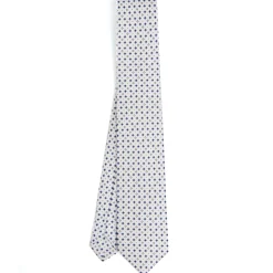 CRAVATTA SARTORIALE 7 CM IN SETA BIANCA Microfantasia fiore