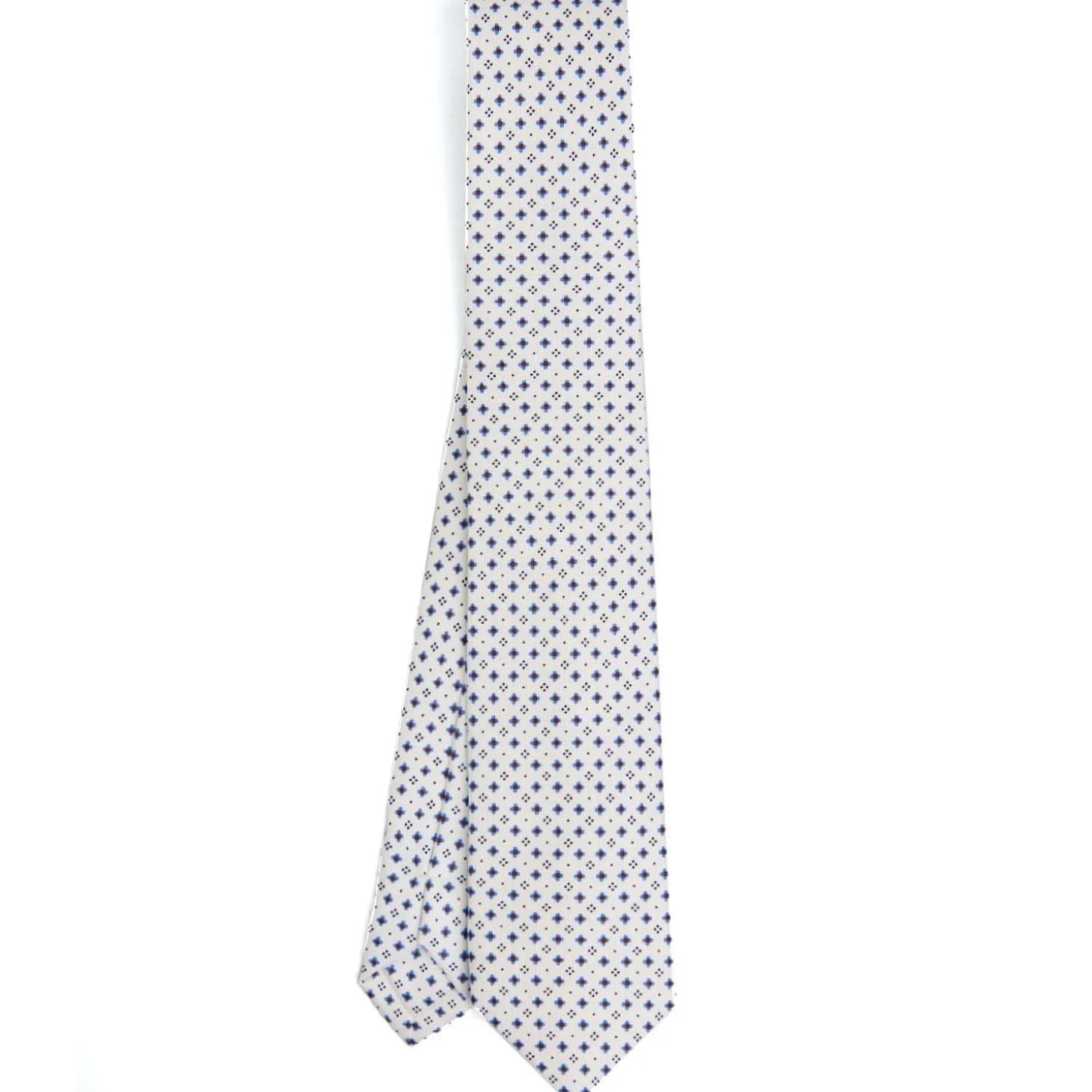 CRAVATTA SARTORIALE 7 CM IN SETA BIANCA Microfantasia fiore