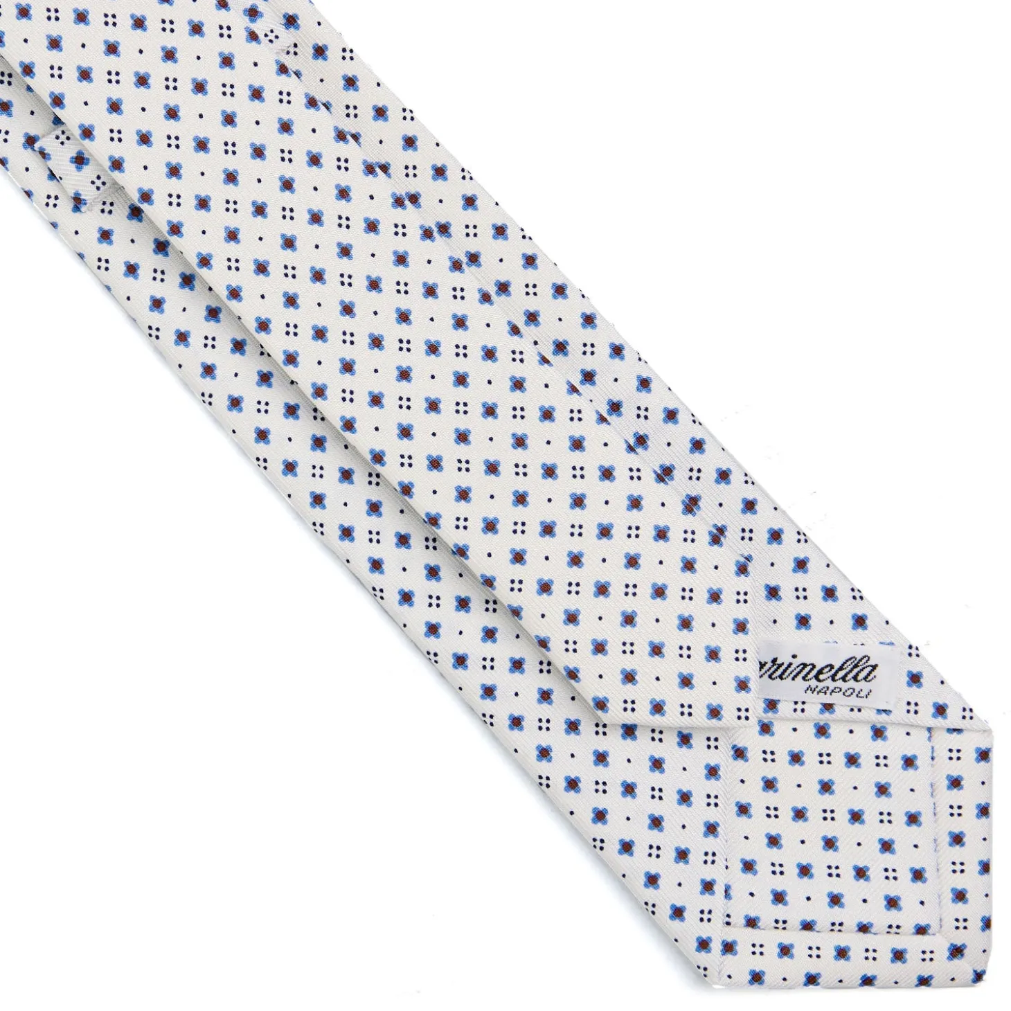 CRAVATTA SARTORIALE 7 CM IN SETA BIANCA Microfantasia fiore