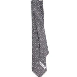 CRAVATTA SARTORIALE 7 CM IN SETA GRIGIO SCURO Microfantasia fiore