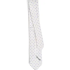 CRAVATTA SARTORIALE 7 CM IN SETA BIANCA Microfantasia fiore