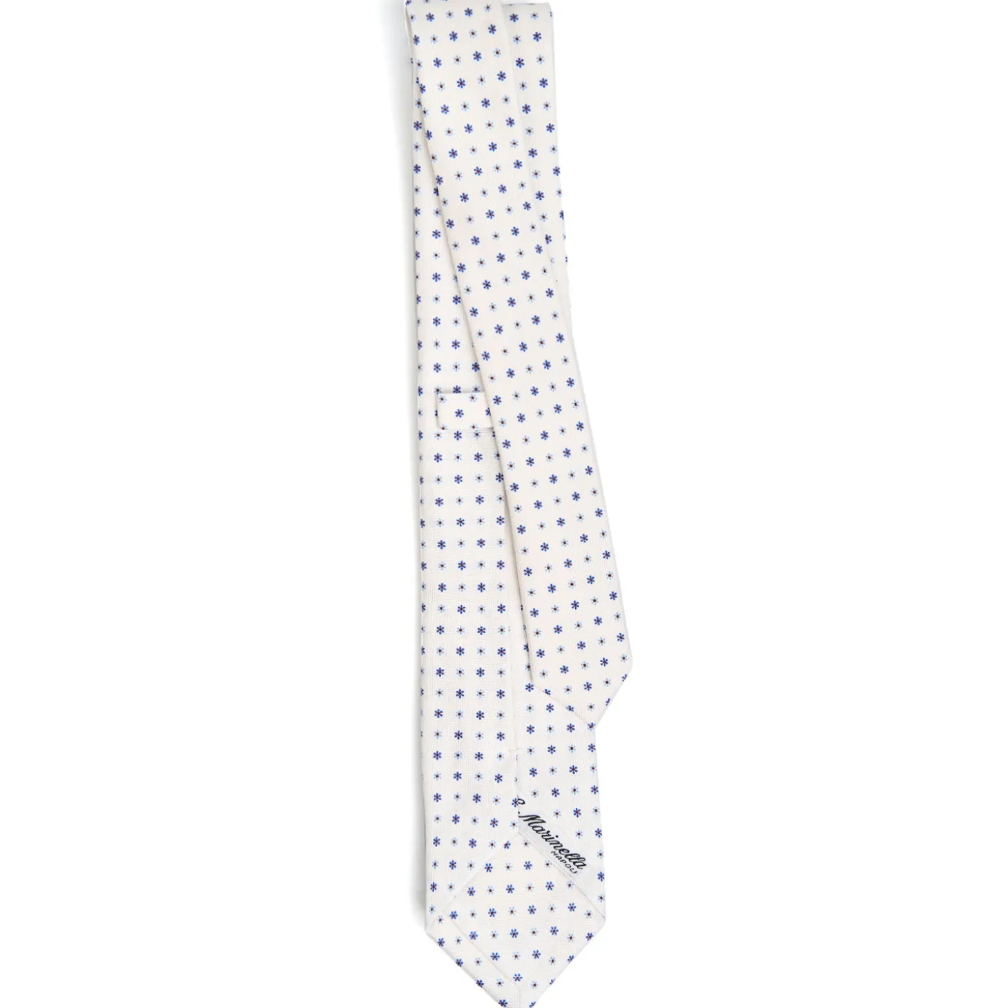 CRAVATTA SARTORIALE 7 CM IN SETA BIANCA Microfantasia fiore