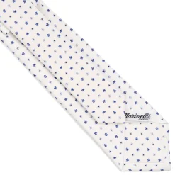 CRAVATTA SARTORIALE 7 CM IN SETA BIANCA Microfantasia fiore