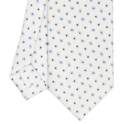 CRAVATTA SARTORIALE 7 CM IN SETA BIANCA Microfantasia fiore