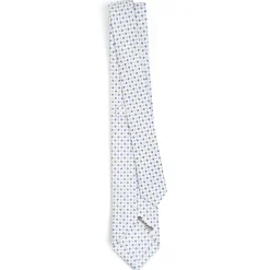 CRAVATTA SARTORIALE 7 CM IN SETA BIANCA Microfantasia fiore