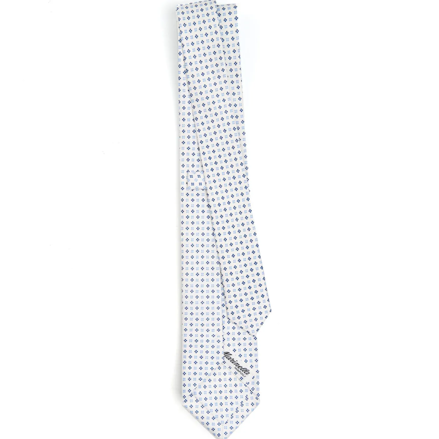 CRAVATTA SARTORIALE 7 CM IN SETA BIANCA Microfantasia fiore