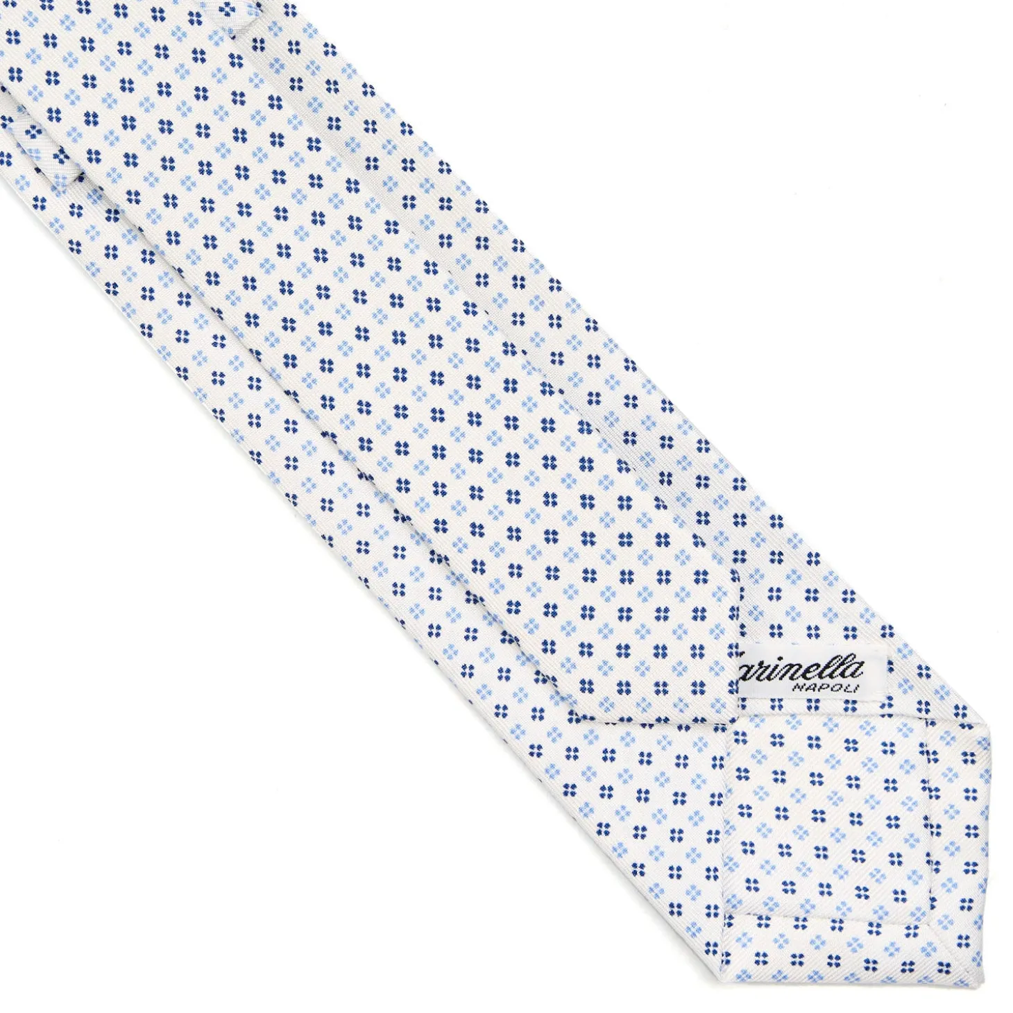 CRAVATTA SARTORIALE 7 CM IN SETA BIANCA Microfantasia fiore