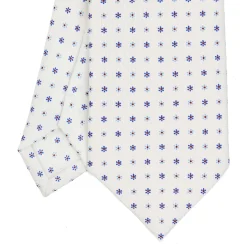 CRAVATTA SARTORIALE EXTRA LONG IN SETA BIANCA Microfantasia fiore