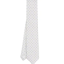 CRAVATTA SARTORIALE EXTRA LONG IN SETA BIANCA Microfantasia fiore