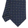 CRAVATTA SARTORIALE EXTRA LONG IN SETA BLU SCURO Microfantasia fiore
