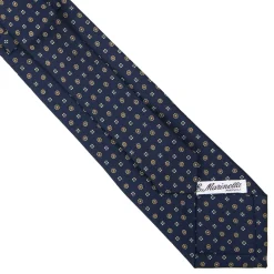 CRAVATTA SARTORIALE EXTRA LONG IN SETA BLU SCURO Microfantasia fiore