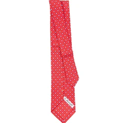 CRAVATTA SARTORIALE EXTRA LONG IN SETA ROSSA Microfantasia fiore