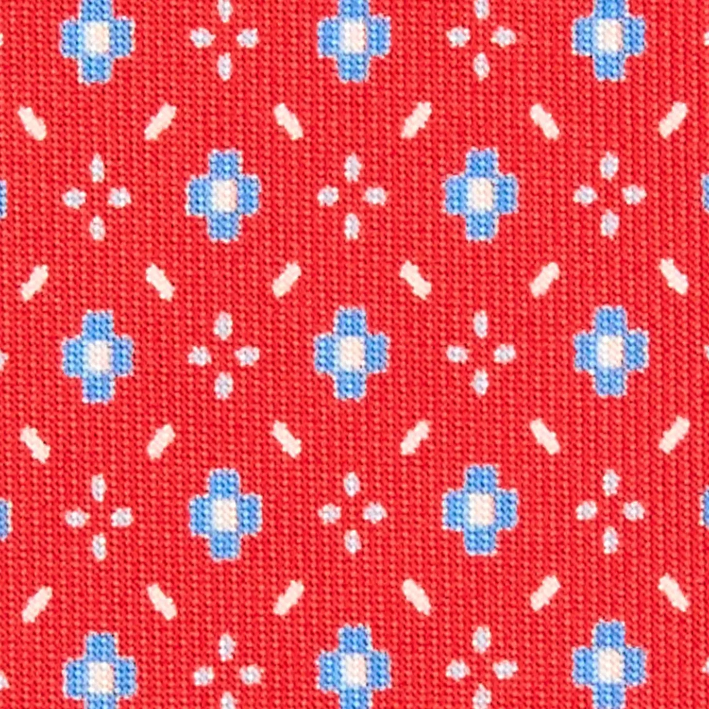 CRAVATTA SARTORIALE EXTRA LONG IN SETA ROSSA Microfantasia fiore