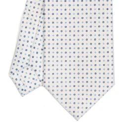 CRAVATTA SARTORIALE EXTRA LONG IN SETA BIANCA Microfantasia fiore
