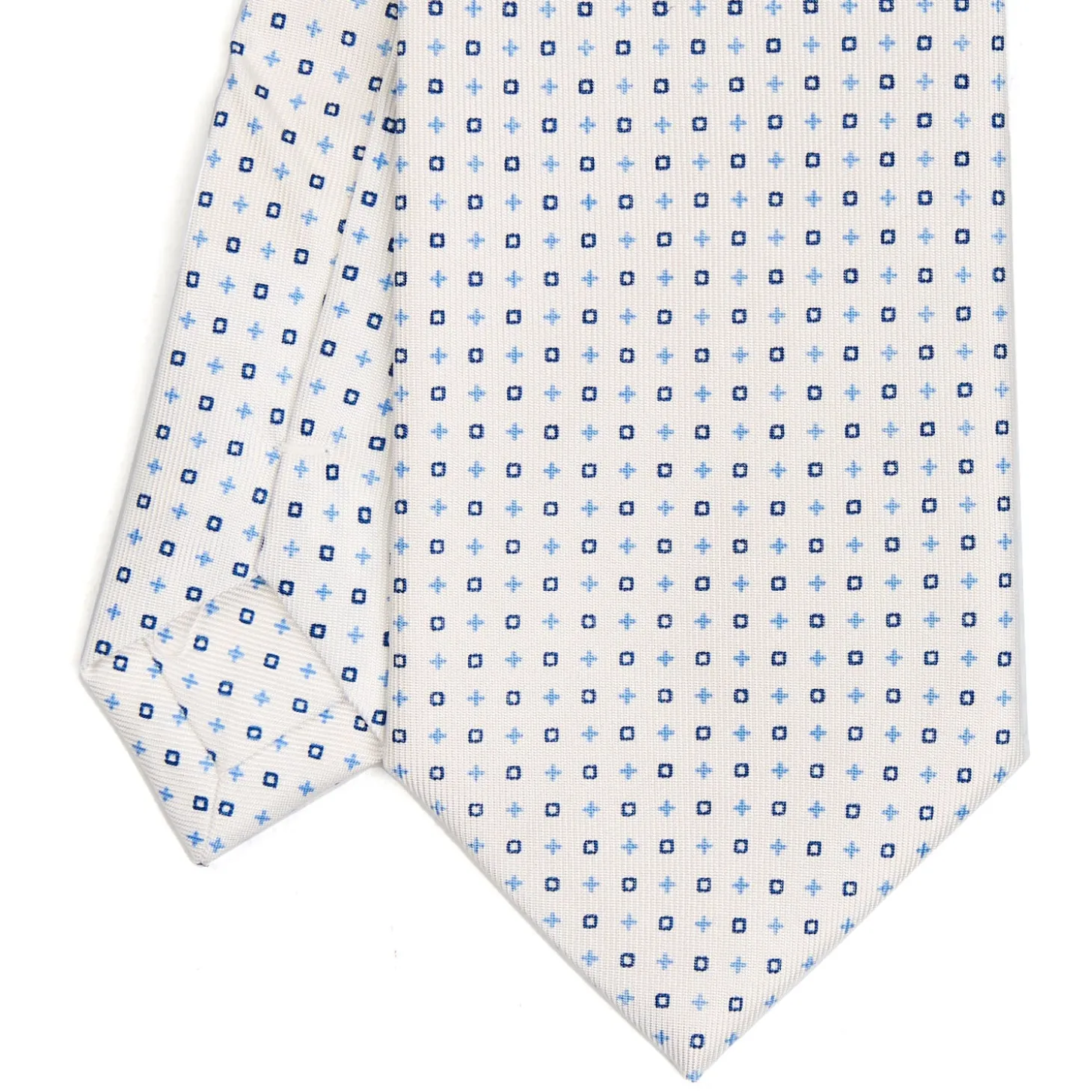 CRAVATTA SARTORIALE EXTRA LONG IN SETA BIANCA Microfantasia fiore