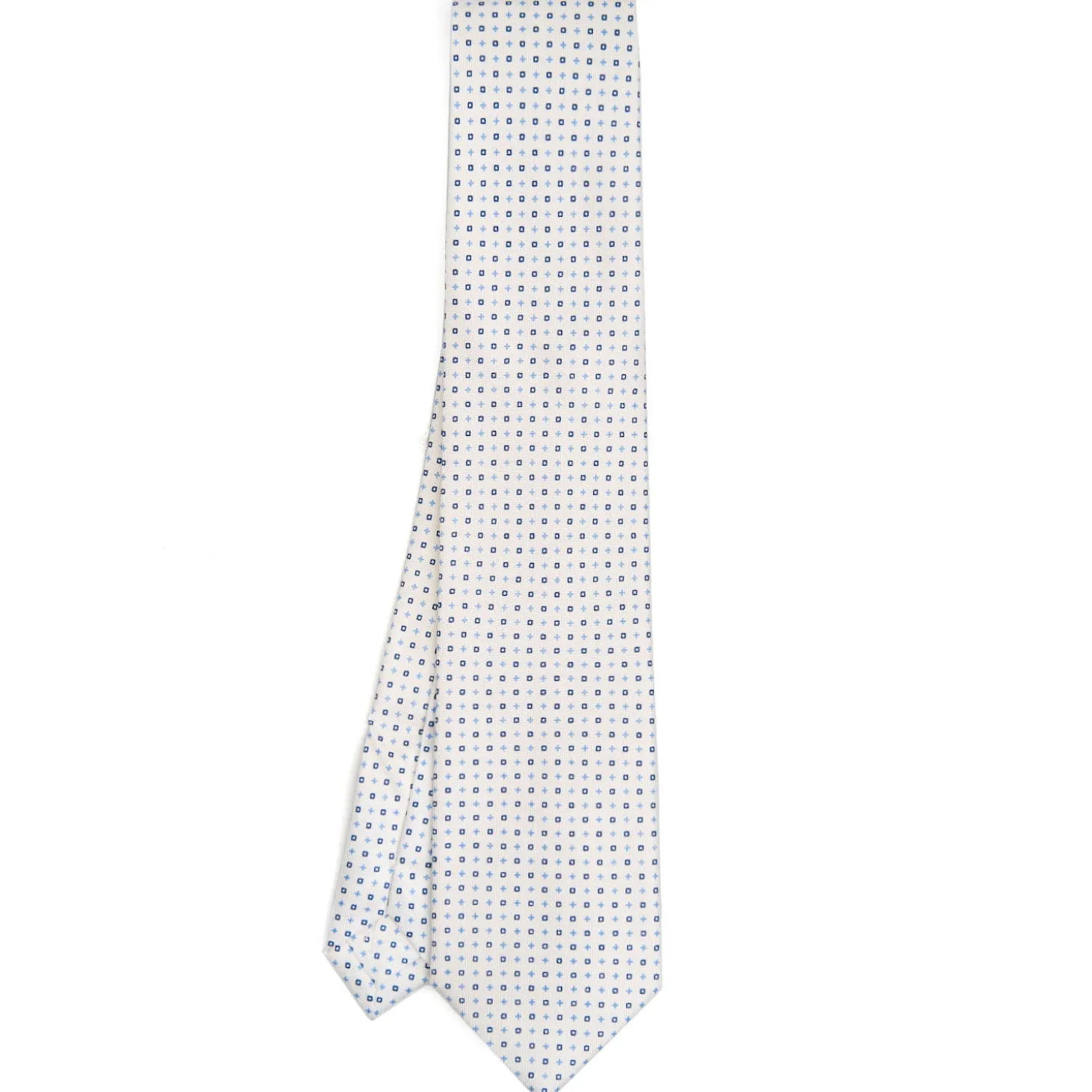 CRAVATTA SARTORIALE EXTRA LONG IN SETA BIANCA Microfantasia fiore