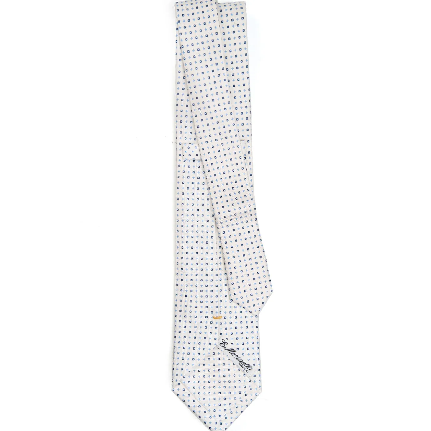CRAVATTA SARTORIALE EXTRA LONG IN SETA BIANCA Microfantasia fiore