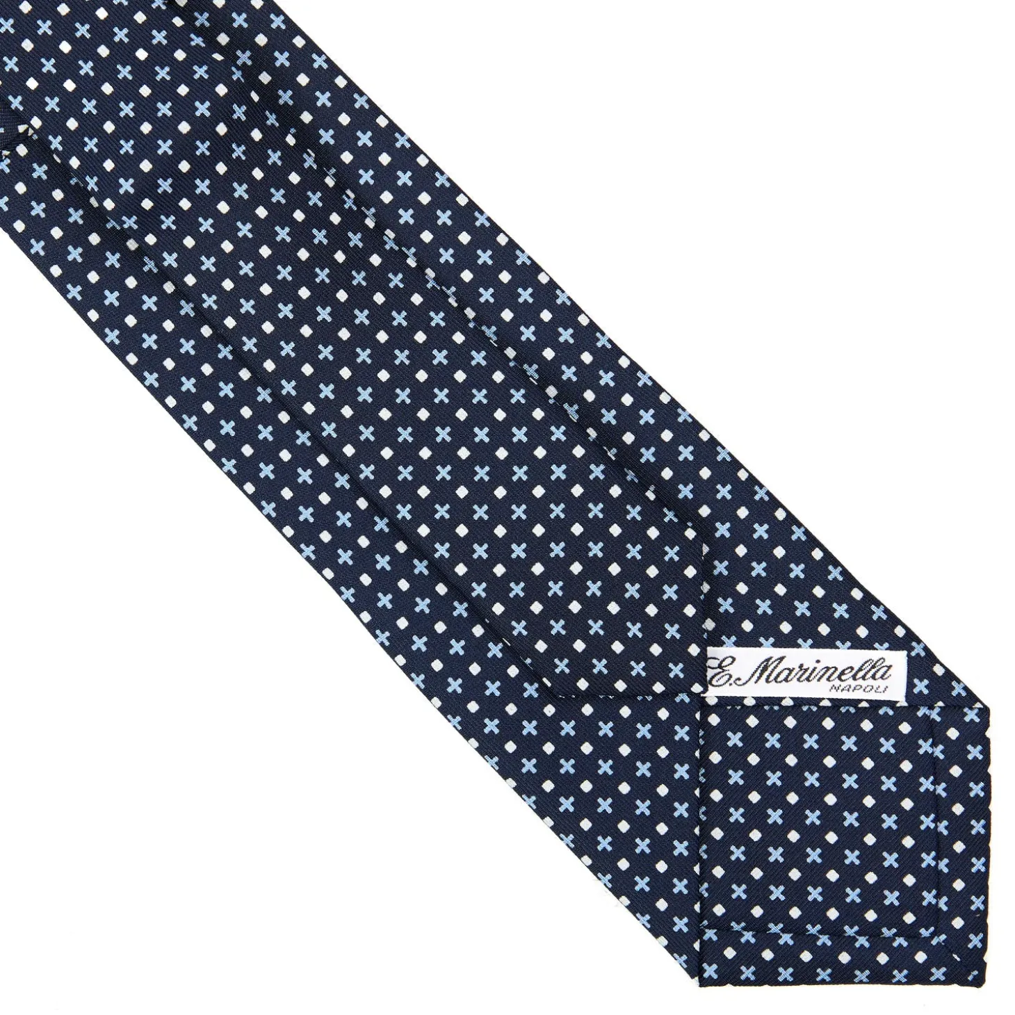 CRAVATTA SARTORIALE EXTRA LONG IN SETA BLU SCURO Microfantasia fiore