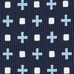 CRAVATTA SARTORIALE EXTRA LONG IN SETA BLU SCURO Microfantasia fiore