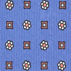 CRAVATTA SARTORIALE EXTRA LONG IN SETA AZZURRO POLVERE Microfantasia fiore