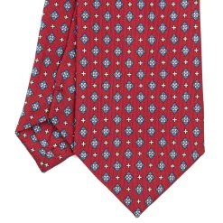 CRAVATTA SARTORIALE EXTRA LONG IN SETA BORDEAUX Microfantasia fiore