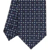 CRAVATTA SARTORIALE EXTRA LONG IN SETA BLU SCURO Microfantasia fiore