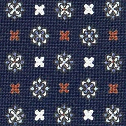 CRAVATTA SARTORIALE EXTRA LONG IN SETA BLU SCURO Microfantasia fiore
