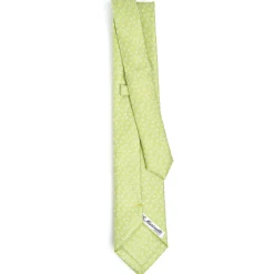 CRAVATTA SARTORIALE EXTRA LONG IN SETA VERDE CHIARO Microfantasia fiore
