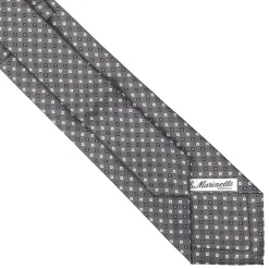 CRAVATTA SARTORIALE EXTRA LONG IN SETA GRIGIO SCURO Microfantasia fiore