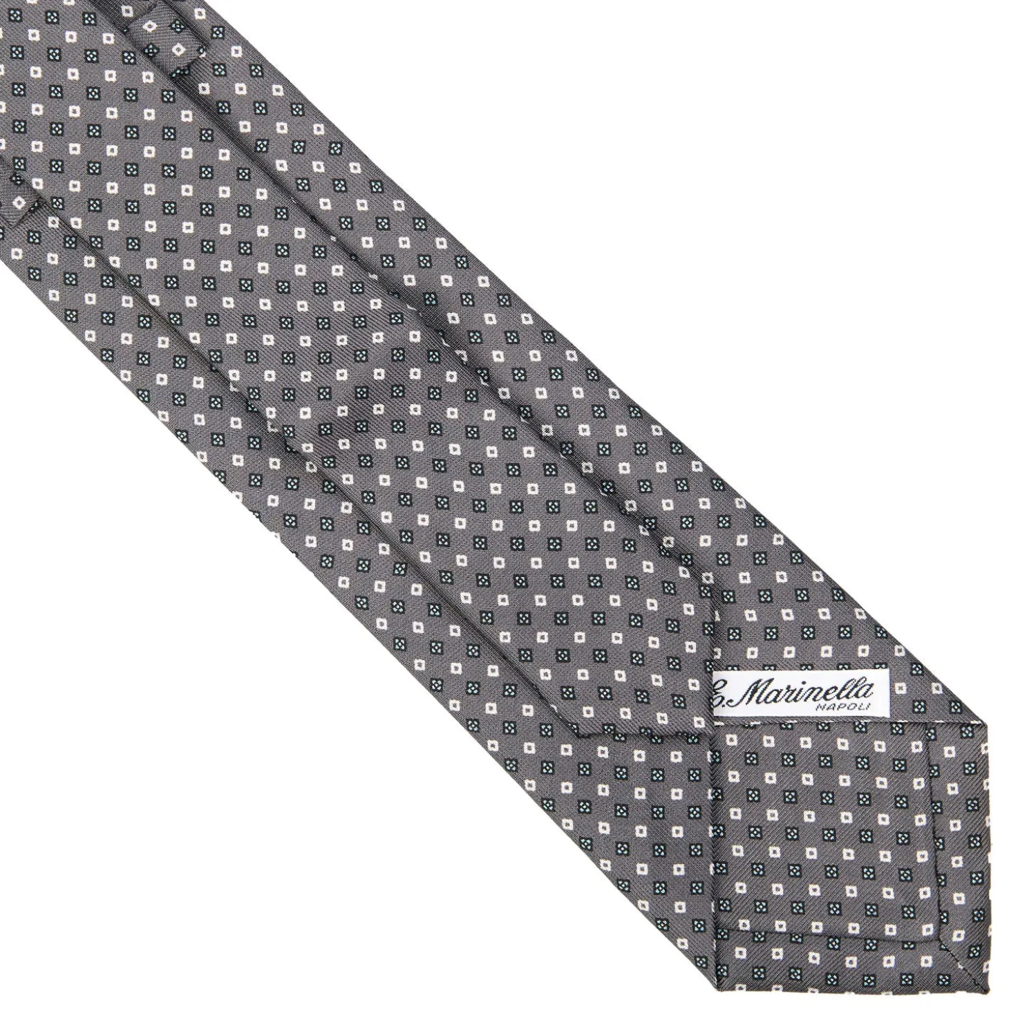 CRAVATTA SARTORIALE EXTRA LONG IN SETA GRIGIO SCURO Microfantasia fiore