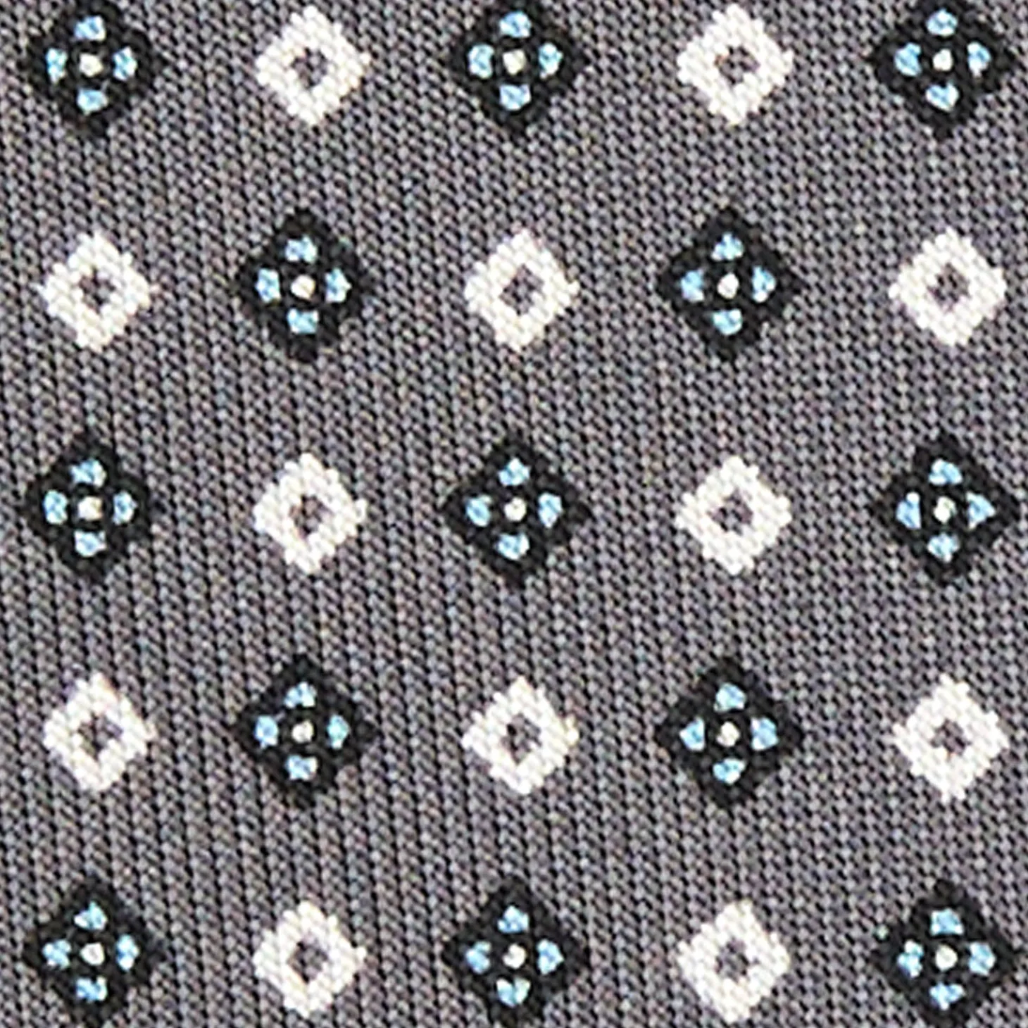CRAVATTA SARTORIALE EXTRA LONG IN SETA GRIGIO SCURO Microfantasia fiore