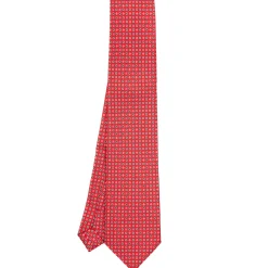 CRAVATTA SARTORIALE EXTRA LONG IN SETA ROSSA Microfantasia fiore