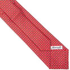 CRAVATTA SARTORIALE EXTRA LONG IN SETA ROSSA Microfantasia fiore