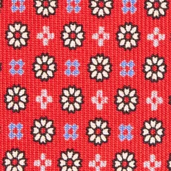 CRAVATTA SARTORIALE EXTRA LONG IN SETA ROSSA Microfantasia fiore