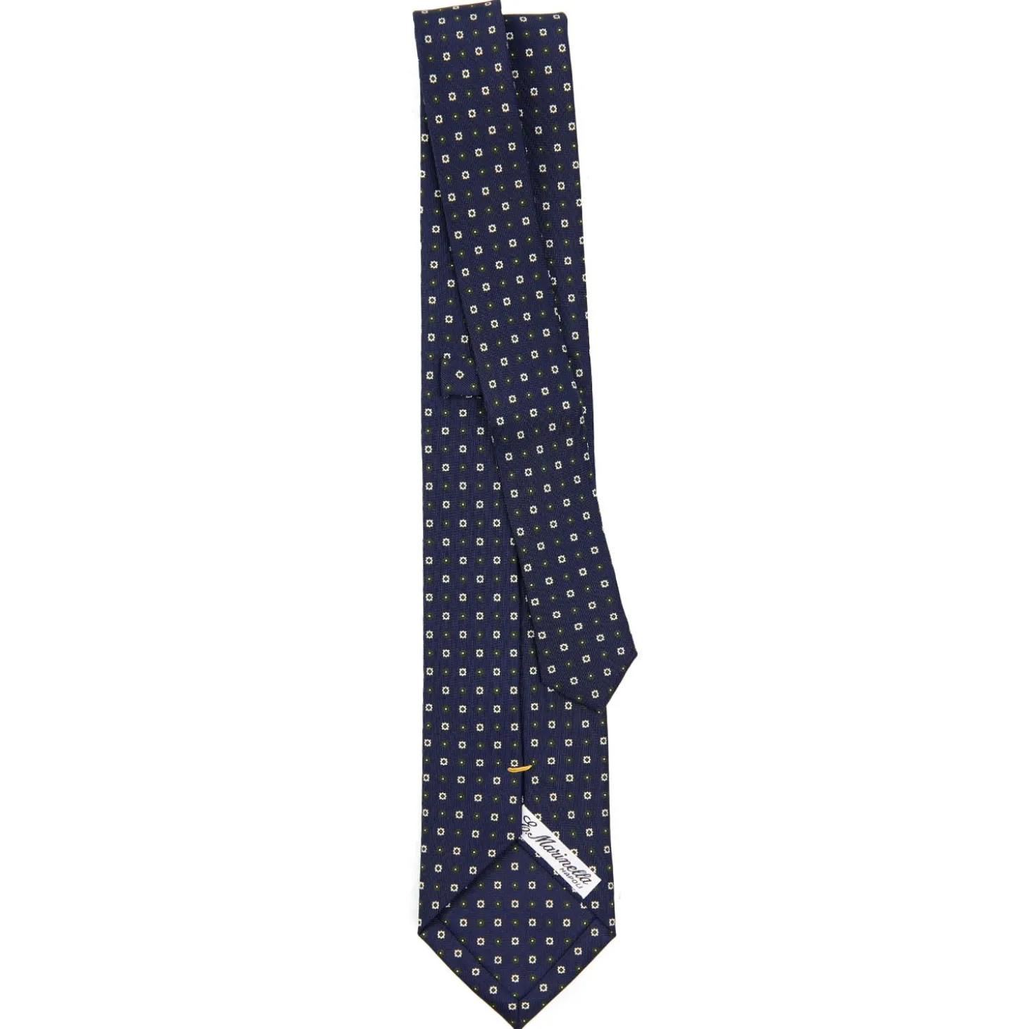 CRAVATTA SARTORIALE EXTRA LONG IN SETA BLU SCURO Microfantasia fiore
