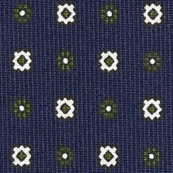 CRAVATTA SARTORIALE EXTRA LONG IN SETA BLU SCURO Microfantasia fiore