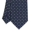 CRAVATTA SARTORIALE EXTRA LONG IN SETA BLU SCURO Microfantasia fiore